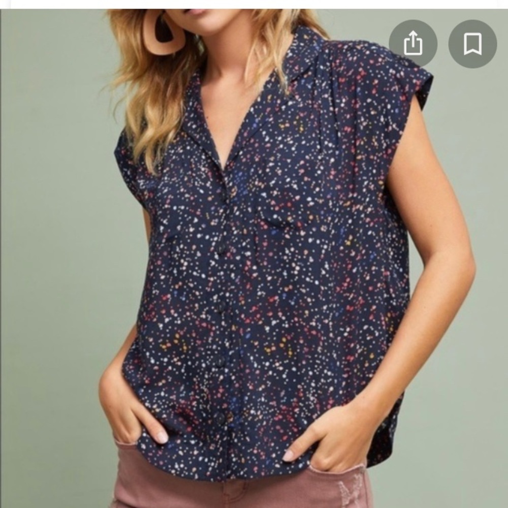ANTHROPOLOGIE maeve brand button up blouse